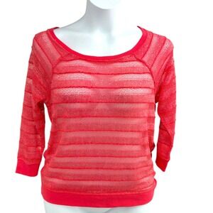 Rampage Red Sheer Knit Open Back Sweater Top XL NWT Y2K Layering